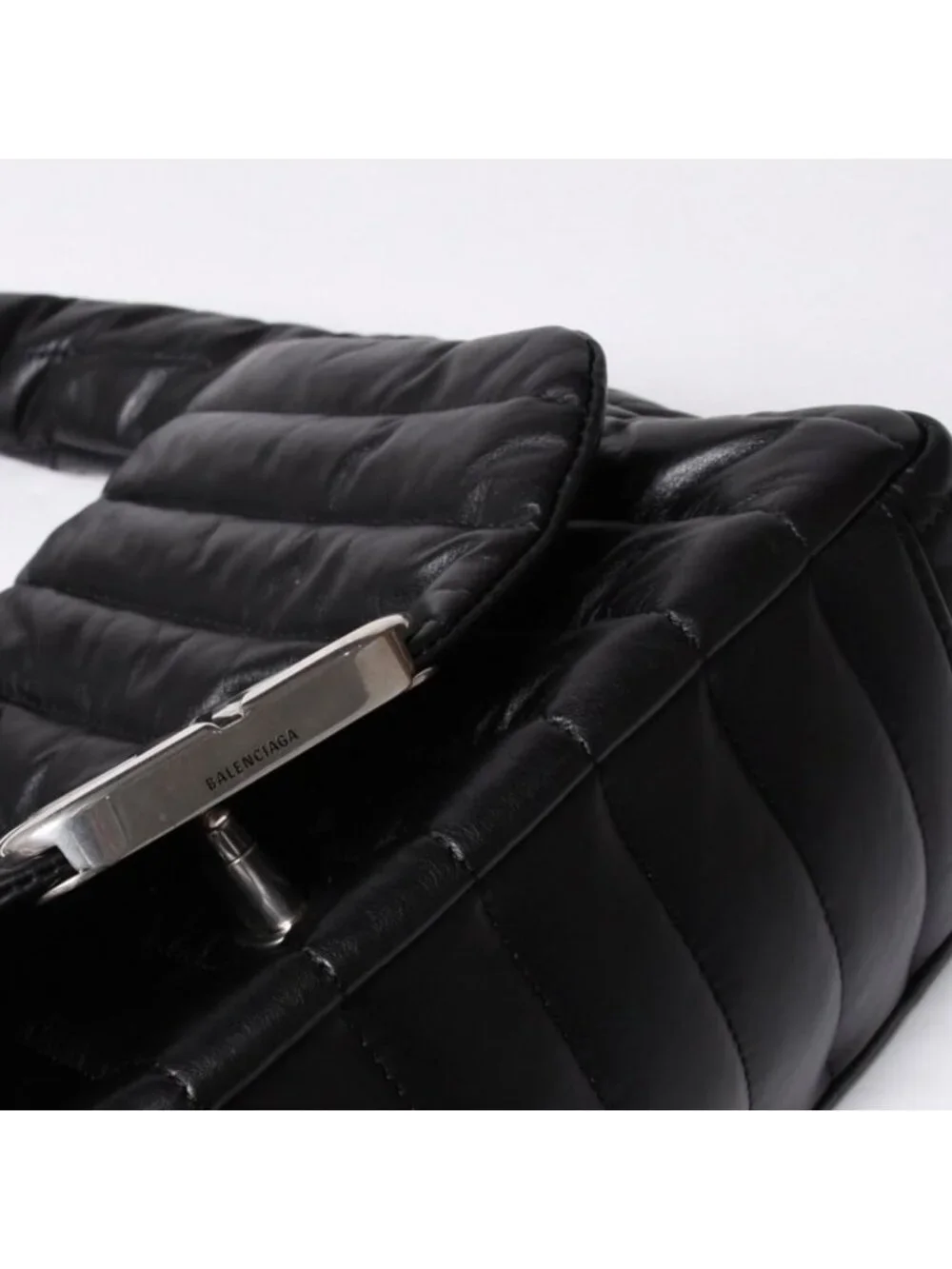 Balenciaga Monaco Shoulder Bag Black Silver Calfskin